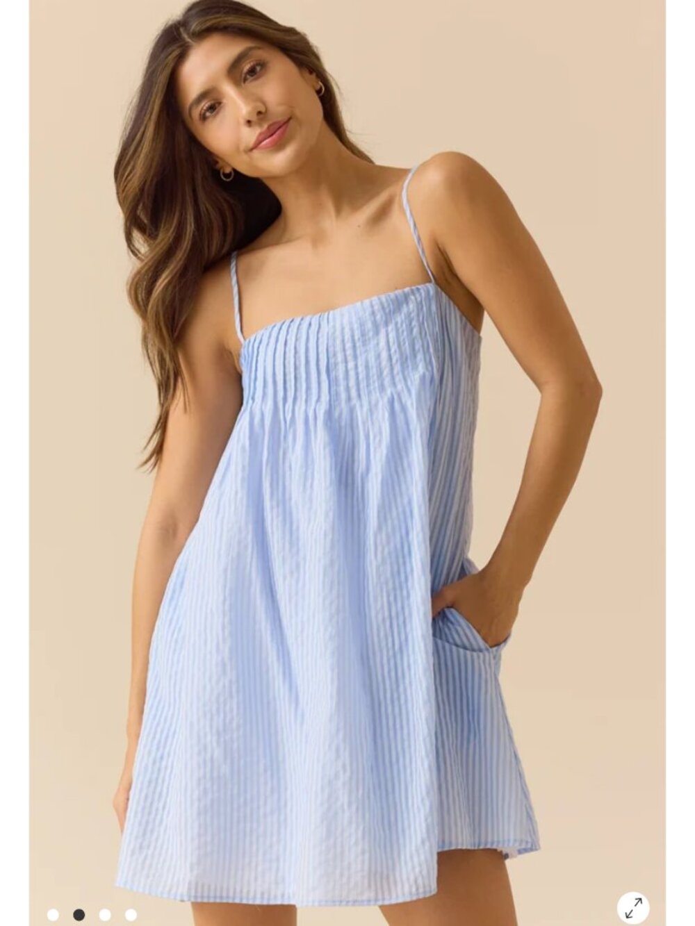 Junne Mini Dress Blue Stripe Altar’d State Dress NWT